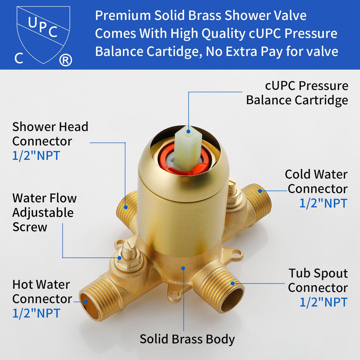 5-setting Tub and Shower Faucet Single-Handle shower trim kit with 5 in. square rain head shower and diverter tub spout