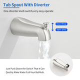 5-setting Tub and Shower Faucet Single-Handle shower trim kit with 5 in. square rain head shower and diverter tub spout