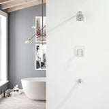 5-setting Tub and Shower Faucet Single-Handle shower trim kit with 5 in. square rain head shower and diverter tub spout
