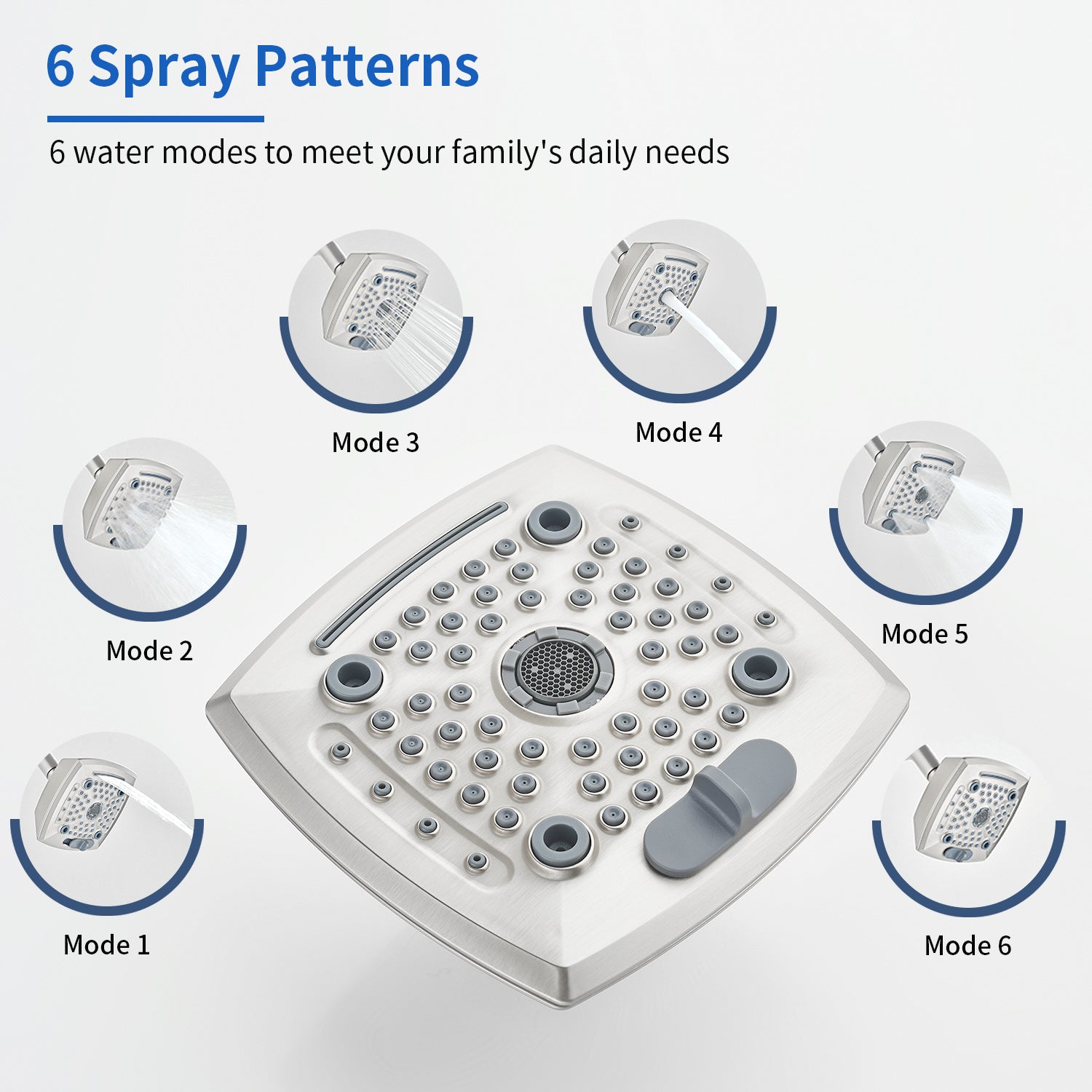 5-setting Tub and Shower Faucet Single-Handle shower trim kit with 5 in. square rain head shower and diverter tub spout