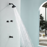 Bathroom Tub and Shower Set with 2-Handle Shower Valve & Trim Kit, 5-Spray Shower Head, Tub Spout with Diverter, Matte Black, Brushed Nickel, Brushed Gold