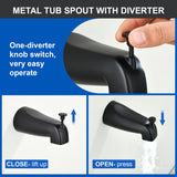 Bathroom Tub and Shower Set with 2-Handle Shower Valve & Trim Kit, 5-Spray Shower Head, Tub Spout with Diverter, Matte Black, Brushed Nickel, Brushed Gold