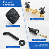 Bathroom Tub and Shower Set with 2-Handle Shower Valve & Trim Kit, 5-Spray Shower Head, Tub Spout with Diverter, Matte Black, Brushed Nickel, Brushed Gold
