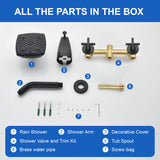 Bathroom Tub and Shower Set with 2-Handle Shower Valve & Trim Kit, 5-Spray Shower Head, Tub Spout with Diverter, Matte Black, Brushed Nickel, Brushed Gold