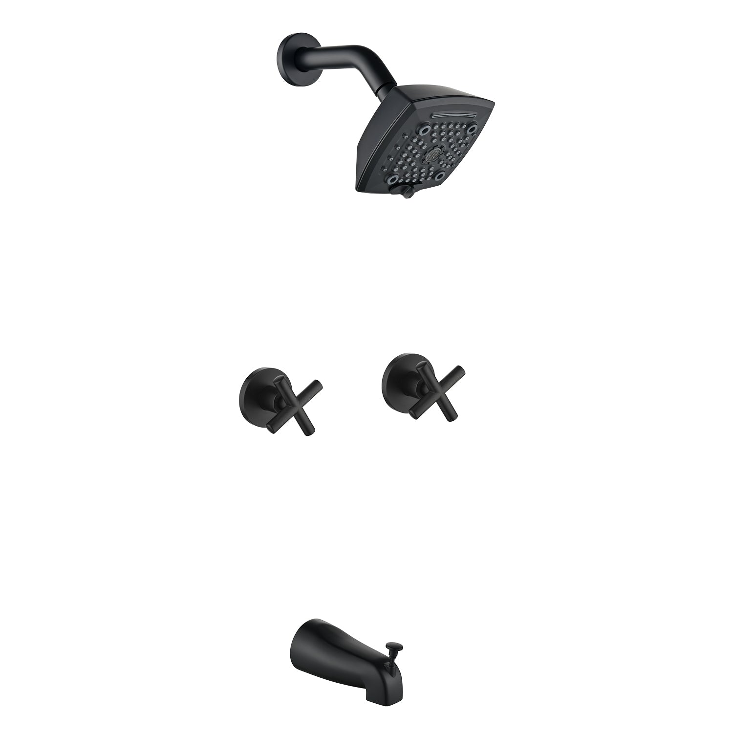 Bathroom Tub and Shower Set with 2-Handle Shower Valve & Trim Kit, 5-Spray Shower Head, Tub Spout with Diverter, Matte Black, Brushed Nickel, Brushed Gold