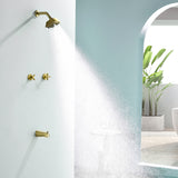 Bathroom Tub and Shower Set with 2-Handle Shower Valve & Trim Kit, 5-Spray Shower Head, Tub Spout with Diverter, Matte Black, Brushed Nickel, Brushed Gold