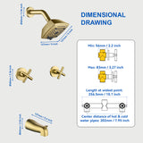Bathroom Tub and Shower Set with 2-Handle Shower Valve & Trim Kit, 5-Spray Shower Head, Tub Spout with Diverter, Matte Black, Brushed Nickel, Brushed Gold