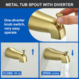 Bathroom Tub and Shower Set with 2-Handle Shower Valve & Trim Kit, 5-Spray Shower Head, Tub Spout with Diverter, Matte Black, Brushed Nickel, Brushed Gold