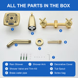 Bathroom Tub and Shower Set with 2-Handle Shower Valve & Trim Kit, 5-Spray Shower Head, Tub Spout with Diverter, Matte Black, Brushed Nickel, Brushed Gold
