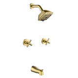Bathroom Tub and Shower Set with 2-Handle Shower Valve & Trim Kit, 5-Spray Shower Head, Tub Spout with Diverter, Matte Black, Brushed Nickel, Brushed Gold
