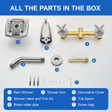 Bathroom Tub and Shower Set with 2-Handle Shower Valve & Trim Kit, 5-Spray Shower Head, Tub Spout with Diverter, Matte Black, Brushed Nickel, Brushed Gold