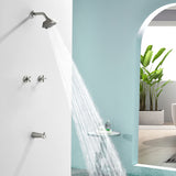 Bathroom Tub and Shower Set with 2-Handle Shower Valve & Trim Kit, 5-Spray Shower Head, Tub Spout with Diverter, Matte Black, Brushed Nickel, Brushed Gold