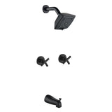 Bathroom Tub and Shower Set with 2-Handle Shower Valve & Trim Kit, 5-Spray Shower Head, Tub Spout with Diverter, Matte Black, Brushed Nickel, Brushed Gold