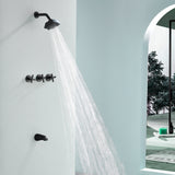 3-Handle Tub Shower Trim Kit with Rough-in Valve, 5 Settings Headshower Faucet Set with Tub Spout