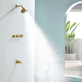 3-Handle Tub Shower Trim Kit with Rough-in Valve, 5 Settings Headshower Faucet Set with Tub Spout