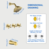3-Handle Tub Shower Trim Kit with Rough-in Valve, 5 Settings Headshower Faucet Set with Tub Spout