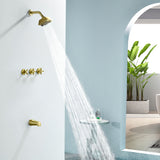 3-Handle Tub Shower Trim Kit with Rough-in Valve, 5 Settings Headshower Faucet Set with Tub Spout