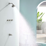 3-Handle Tub Shower Trim Kit with Rough-in Valve, 5 Settings Headshower Faucet Set with Tub Spout