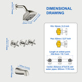 3-Handle Tub Shower Trim Kit with Rough-in Valve, 5 Settings Headshower Faucet Set with Tub Spout