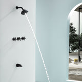 3-Handle Tub Shower Trim Kit with Rough-in Valve, 5 Settings Headshower Faucet Set with Tub Spout