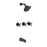 3-Handle Tub Shower Trim Kit with Rough-in Valve, 5 Settings Headshower Faucet Set with Tub Spout