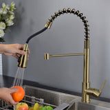 Kitchen Faucet High Arc Spring Kitchen Sink Faucet with Sprayer Single Handle Hole