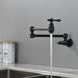 Pot Filler Faucet Wall Mount Brass Faucets Kitchen Commercial Faucet Folding Kitchen Faucet Lead-Free Restaurant Faucets 2 Handles Double Joint Swing Arm Faucet