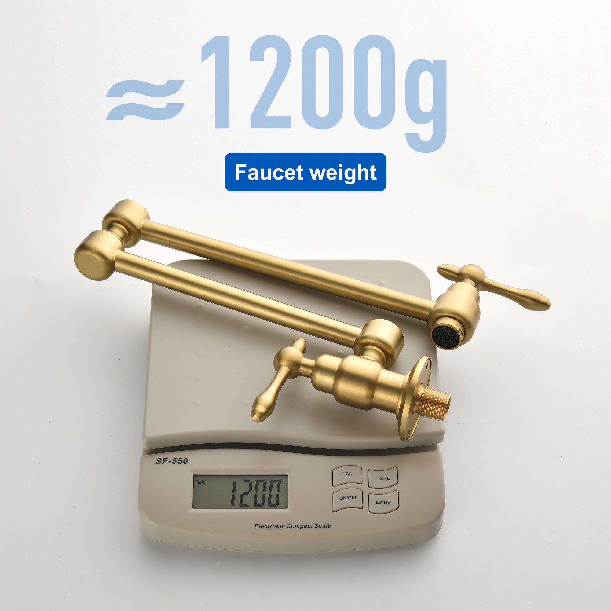 Pot Filler Faucet Wall Mount Brass Faucets Kitchen Commercial Faucet Folding Kitchen Faucet Lead-Free Restaurant Faucets 2 Handles Double Joint Swing Arm Faucet