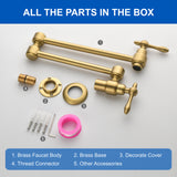 Pot Filler Faucet Wall Mount Brass Faucets Kitchen Commercial Faucet Folding Kitchen Faucet Lead-Free Restaurant Faucets 2 Handles Double Joint Swing Arm Faucet