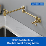 Pot Filler Faucet Wall Mount Brass Faucets Kitchen Commercial Faucet Folding Kitchen Faucet Lead-Free Restaurant Faucets 2 Handles Double Joint Swing Arm Faucet