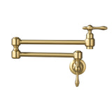 Pot Filler Faucet Wall Mount Brass Faucets Kitchen Commercial Faucet Folding Kitchen Faucet Lead-Free Restaurant Faucets 2 Handles Double Joint Swing Arm Faucet