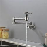 Pot Filler Faucet Wall Mount Brass Faucets Kitchen Commercial Faucet Folding Kitchen Faucet Lead-Free Restaurant Faucets 2 Handles Double Joint Swing Arm Faucet