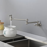 Pot Filler Faucet Wall Mount Brass Faucets Kitchen Commercial Faucet Folding Kitchen Faucet Lead-Free Restaurant Faucets 2 Handles Double Joint Swing Arm Faucet