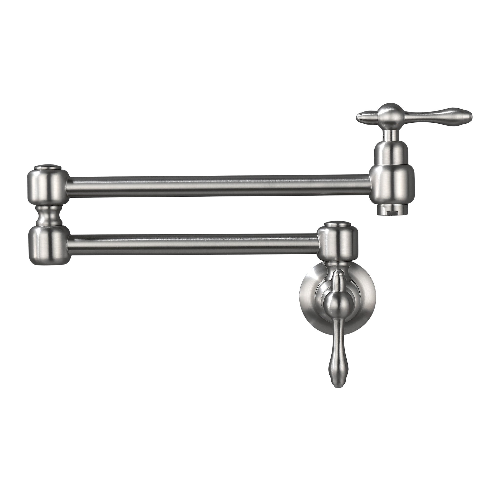 Pot Filler Faucet Wall Mount Brass Faucets Kitchen Commercial Faucet Folding Kitchen Faucet Lead-Free Restaurant Faucets 2 Handles Double Joint Swing Arm Faucet