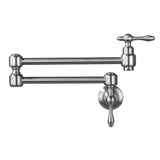 Pot Filler Faucet Wall Mount Brass Faucets Kitchen Commercial Faucet Folding Kitchen Faucet Lead-Free Restaurant Faucets 2 Handles Double Joint Swing Arm Faucet