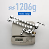 Pot Filler Faucet Wall Mount Brass Faucets Kitchen Commercial Faucet Folding Kitchen Faucet Lead-Free Restaurant Faucets 2 Handles Double Joint Swing Arm Faucet