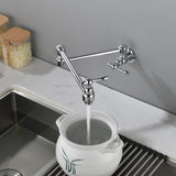 Pot Filler Faucet Wall Mount Brass Faucets Kitchen Commercial Faucet Folding Kitchen Faucet Lead-Free Restaurant Faucets 2 Handles Double Joint Swing Arm Faucet