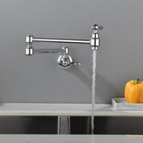 Pot Filler Faucet Wall Mount Brass Faucets Kitchen Commercial Faucet Folding Kitchen Faucet Lead-Free Restaurant Faucets 2 Handles Double Joint Swing Arm Faucet