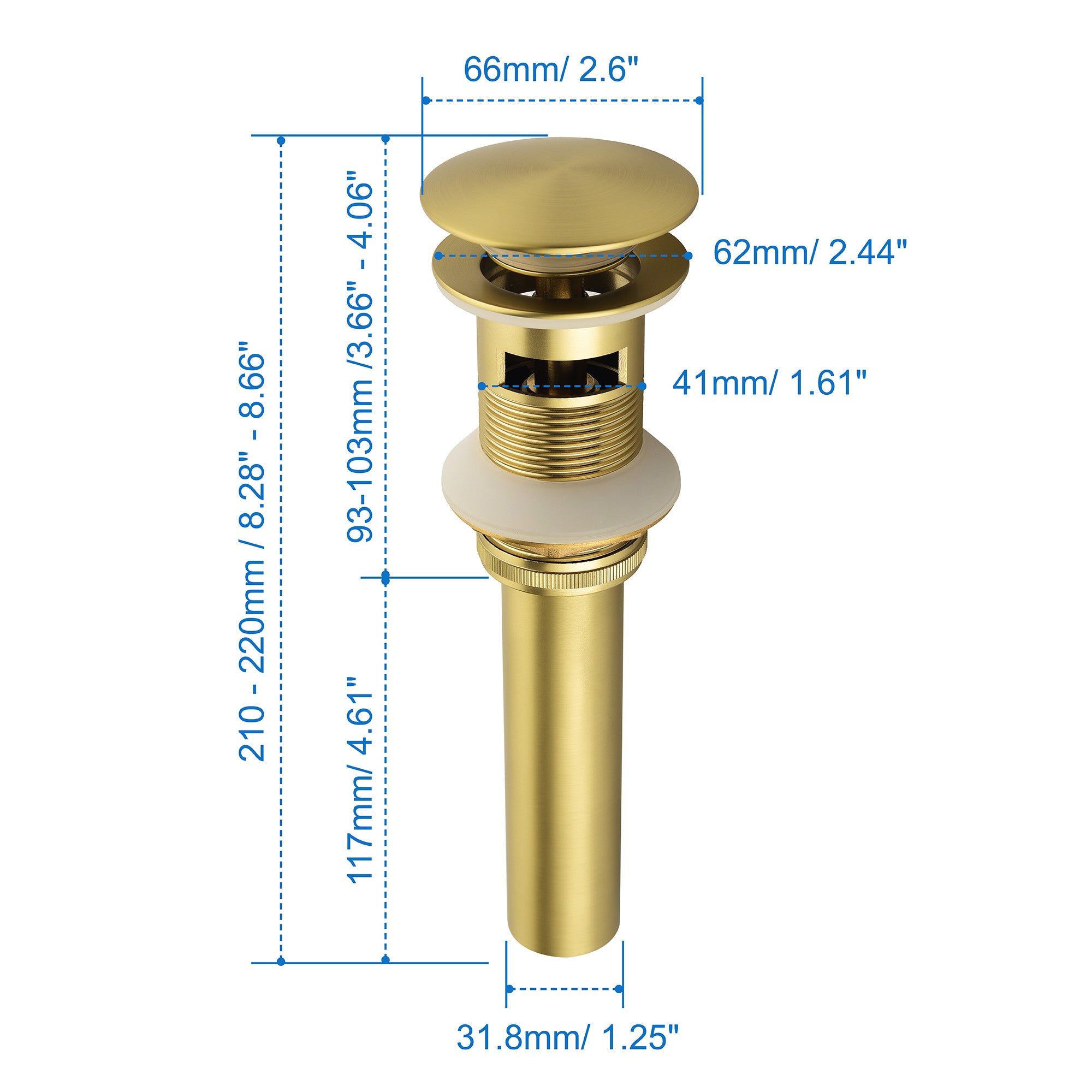 SHAMANDA Brass Bathroom Sink Drain, Vessel Vanity Sink Pop Up Drain Stopper with Overflow Lavatory Drain Assembly