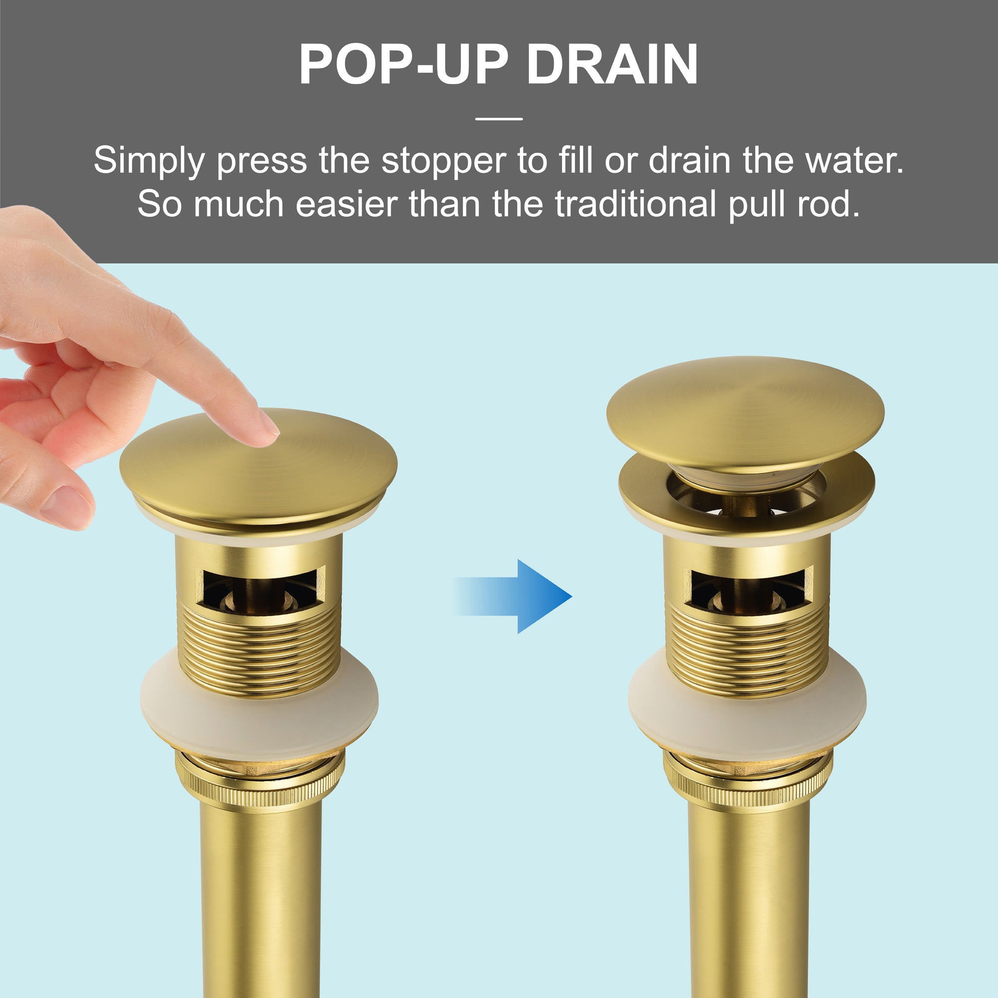SHAMANDA Brass Bathroom Sink Drain, Vessel Vanity Sink Pop Up Drain Stopper with Overflow Lavatory Drain Assembly