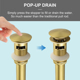 SHAMANDA Brass Bathroom Sink Drain, Vessel Vanity Sink Pop Up Drain Stopper with Overflow Lavatory Drain Assembly