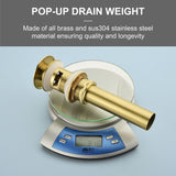 SHAMANDA Brass Bathroom Sink Drain, Vessel Vanity Sink Pop Up Drain Stopper with Overflow Lavatory Drain Assembly