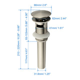 SHAMANDA Brass Bathroom Sink Drain, Vessel Vanity Sink Pop Up Drain Stopper with Overflow Lavatory Drain Assembly