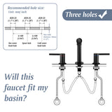 Widespread Bathroom Faucet with 360 Degree Swivel Nozzle and Spout 2 Unique Knob Handles Bathroom Sink Faucet 3 Hole