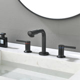 Widespread Bathroom Faucet with 360 Degree Swivel Nozzle and Spout 2 Unique Knob Handles Bathroom Sink Faucet 3 Hole