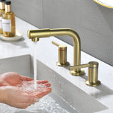 Widespread Bathroom Faucet with 360 Degree Swivel Nozzle and Spout 2 Unique Knob Handles Bathroom Sink Faucet 3 Hole