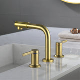 Widespread Bathroom Faucet with 360 Degree Swivel Nozzle and Spout 2 Unique Knob Handles Bathroom Sink Faucet 3 Hole