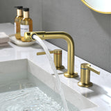 Widespread Bathroom Faucet with 360 Degree Swivel Nozzle and Spout 2 Unique Knob Handles Bathroom Sink Faucet 3 Hole