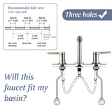 Widespread Bathroom Faucet with 360 Degree Swivel Nozzle and Spout 2 Unique Knob Handles Bathroom Sink Faucet 3 Hole