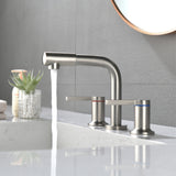 360 Degree Swivel Nozzle and Spout, Faucet  2 Unique Knob Handles Bathroom Sink Faucet 3 Hole